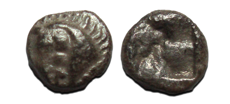 GREEK COINS - Hemiobol with horse head! (ME2332) - hemiobol horse